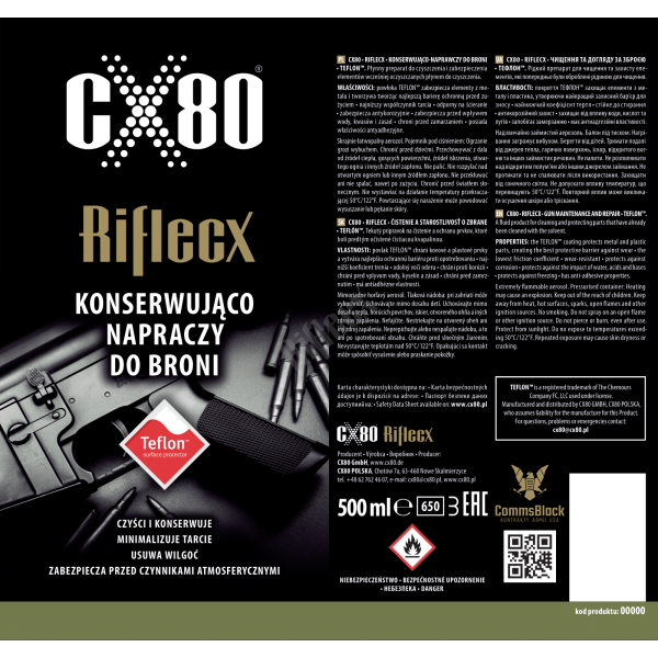 Płyn konserwująco naprawczy do broni CX80 Riflecx Care Spray 500 ml
